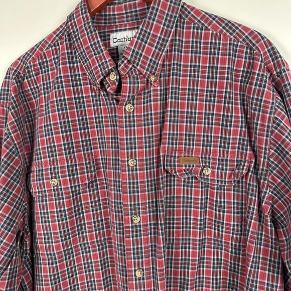 Carhartt Mens XL Tall Plaid Button Up Long Sleeve Flannel - Picture 2 of 4